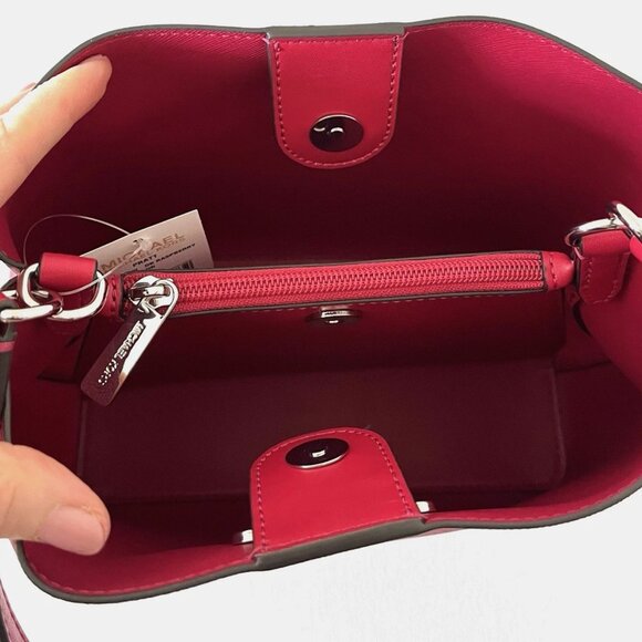 New Michael Kors Pratt Medium Shoulder Bag Dark Raspberry - Picture 4 of 6